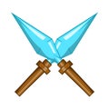 Kunai ninja throwing dagger icon, cartoon style