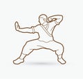 Kung fu action ready to fight Royalty Free Stock Photo