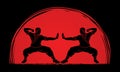 Kung fu action ready to fight graphic vector Royalty Free Stock Photo