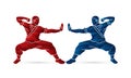 Kung fu action ready to fight graphic vector Royalty Free Stock Photo