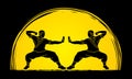 Kung fu action ready to fight graphic vector Royalty Free Stock Photo