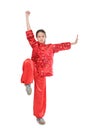 Kung fu girl high stance Royalty Free Stock Photo