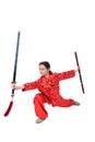 Kung fu girl sword exercise Royalty Free Stock Photo