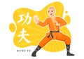 Kung Fu Illustration with People Showing Chinese Sport Martial Art in Flat Cartoon Hand Drawn for Web Banner or Landing Page
