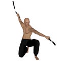 Kung Fu monk with nunchaku