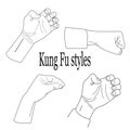 Kung fu styles hand forms drawing Royalty Free Stock Photo