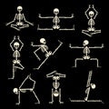 Kung fu and yoga skeletons vector set