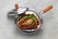 Kung op wun sen, thai style steamed giant river prawn with glass noodle