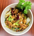 Kung Pao Chicken or Ayam Kungpao with a side salad. Royalty Free Stock Photo