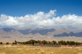 Kungoy Ala-Too or Kungey Alataw mountain view from Ysyk Kol and Tamchy village Royalty Free Stock Photo