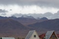 Kungoy Ala-Too or Kungey Alataw mountain view from Ysyk Kol and Tamchy village Royalty Free Stock Photo