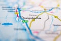 Kungsbacka and nearby areas on regional map closeup.. Royalty Free Stock Photo
