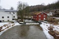 Kungsbacka river with cold water and ice Royalty Free Stock Photo