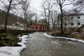 Kungsbacka river with cold water and ice Royalty Free Stock Photo