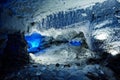 Kungur ice caves in summer with artificial lighting