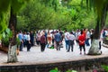 Kunming, China - 12 July 2019: Chinese people dancing on the public square in the park as a recreating and entertainment for Royalty Free Stock Photo