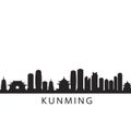 Kunming China skyline vector silhouette Royalty Free Stock Photo