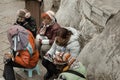 Kunming, Yunnan, China - 31 December 2017: A group of chinese tourist guide in the Stone Forest