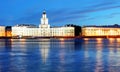 Kunstkamera building at night, Saint Petersburg, Russia Royalty Free Stock Photo