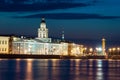 Kunstkamera museum in evening, St. Petersburg, Russia