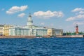 Kunstkamera museum and Rostral column, Saint Petersburg, Russia Royalty Free Stock Photo