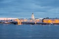 Kunstkammer Museum on the Vasilevskiy Island from across the Neva River in Saint Petersburg. Royalty Free Stock Photo