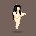 Kuntilanak is woman ghost folklore from asian character cartoon illustration vector