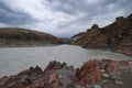 Kuokesu valley under cloudy sky in Tekes,Ili,Xinjiang,China Royalty Free Stock Photo