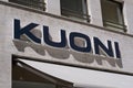 Kuoni travel sign hangin on a building in Lugano, Switzerland
