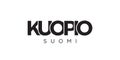 Kuopio in the Finland emblem. The design features a geometric style, vector illustration with bold typography in a modern font.