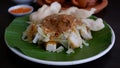 Kupat Tahu is made from fried ketupat, tofu, cabbage and bean sprouts, mixed with peanut sauce and soy sauce. Royalty Free Stock Photo