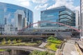 Kupka pedestrian bridge in La Defense Royalty Free Stock Photo