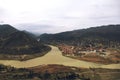 Kura and Aragvi rivers merge in Mtskheta, Georgia