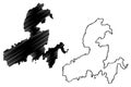 Kurahashi-jima or Nagato-jima island Japan, East Asia, Japanese archipelago map vector illustration, scribble sketch Kurahashi