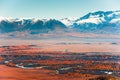 Kurai steppe and view of North-Chuya mountain ridge in Altai, Siberia, Russia Royalty Free Stock Photo