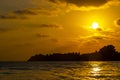 Kuramathi Maldives tropical paradise island sunset view from Rasdhoo Royalty Free Stock Photo