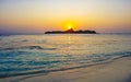 Kuramathi Maldives tropical paradise island sunset view from Rasdhoo Royalty Free Stock Photo