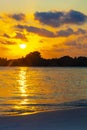 Kuramathi Maldives tropical paradise island sunset view from Rasdhoo Royalty Free Stock Photo