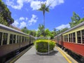 Two trains at Kuranda train station