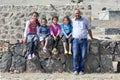 A Kurdish man with his four children at Dogubayazit in Turkey. Royalty Free Stock Photo