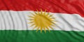 Kurdistan flag with its bright yellow sun. 3d illustration