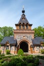 KUREMAE, IDA-VIRUMAA COUNTY, ESTONIA - JUNE 5, 2022: Church of St Arsinius and St Nicholas on the monastery cemetery. Puhtitsa