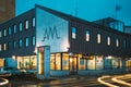 Kuressaare, Saaremaa, Estonia. Night View Of shopping centre in night Illuminations