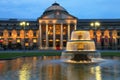 Kurhaus and Bowling Green in the evening with lights, Wiesbaden,