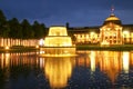 Kurhaus and Bowling Green in the evening with lights, Wiesbaden, Hesse, Germany