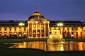 Kurhaus and Bowling Green in the evening with lights, Wiesbaden, Hesse, Germany