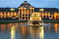 Kurhaus and Bowling Green in the evening with lights, Wiesbaden, Hesse, Germany