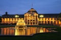 Kurhaus and Bowling Green in the evening with lights, Wiesbaden, Hesse, Germany