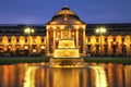 Kurhaus and Bowling Green in the evening with lights, Wiesbaden, Hesse, Germany