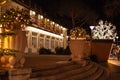 Kurhaus Meran decorated with christmas lights at traditional famous christmas market